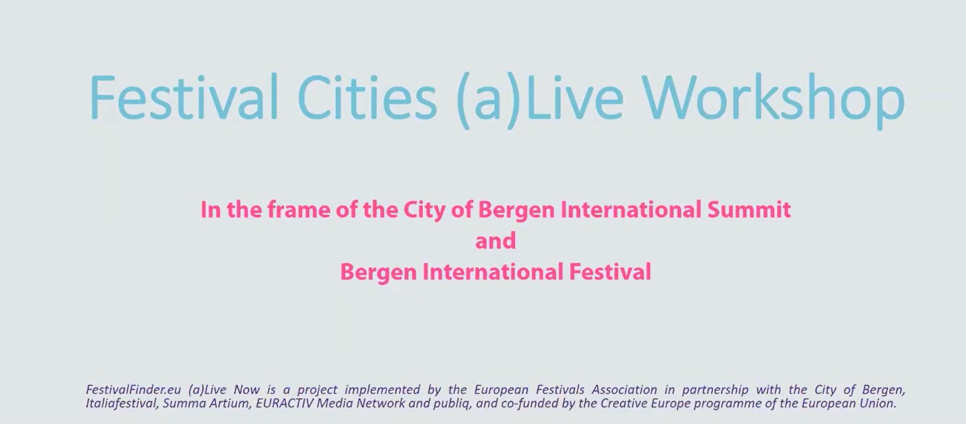 On the relevance of culture for well-being at Festival Cities (a)Live Workshop / Bergen